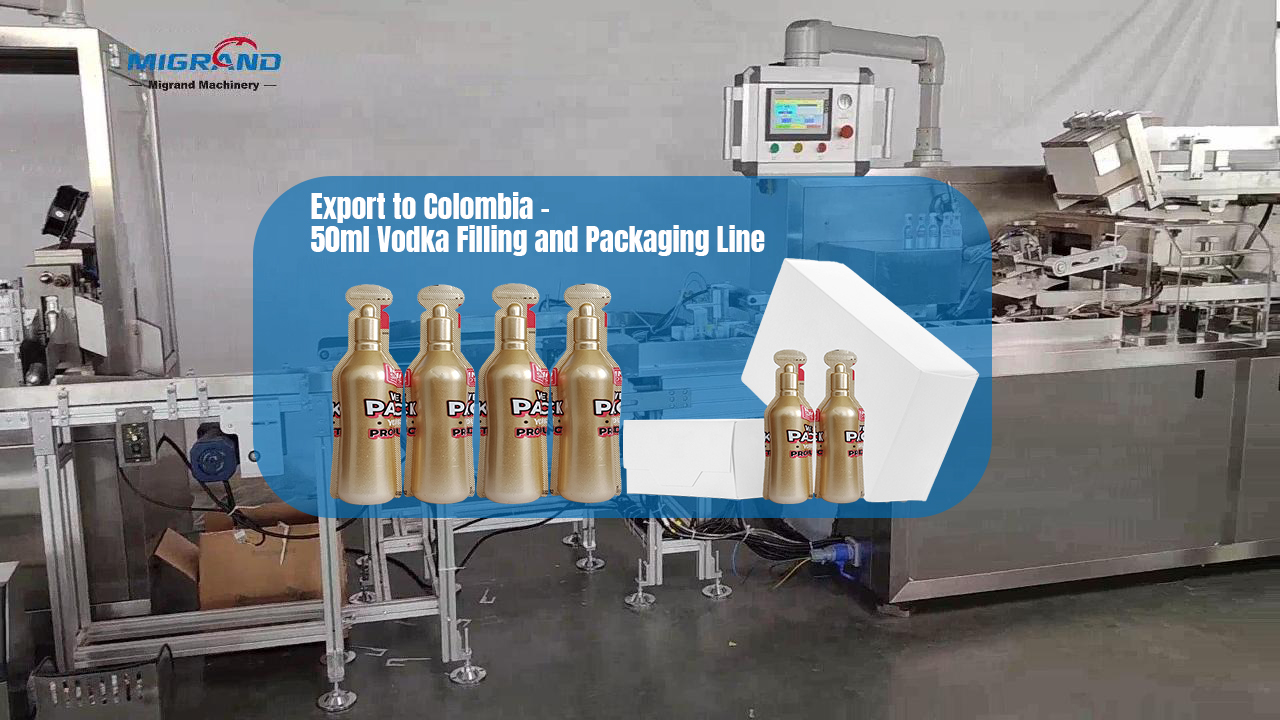 Xuất khẩu sang Colombia - D&acirc;y chuyền chiết r&oacute;t v&agrave; đ&oacute;ng g&oacute;i rượu vodka 50ml